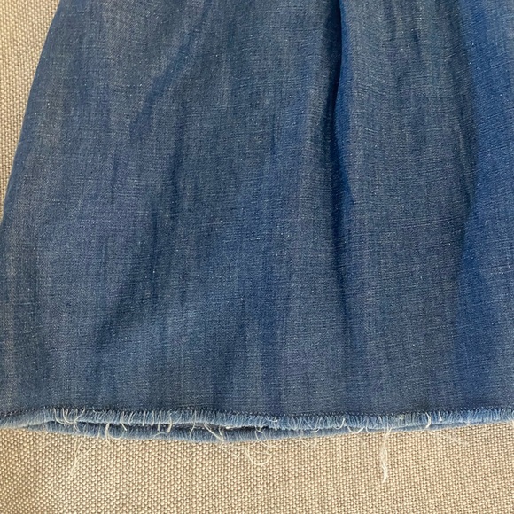 Frame Sleeveless Button Front Pintuck Tie-Neck Chambray Denim Shirt vest Blue XS - Picture 7 of 7